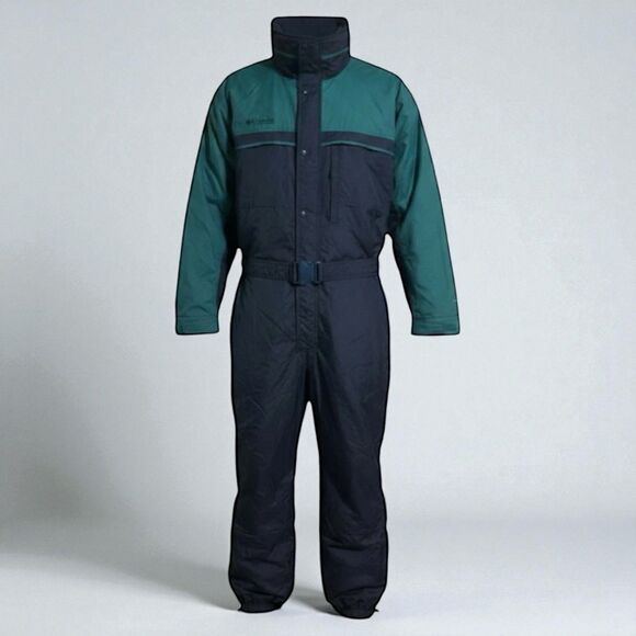 Columbia One Piece Ski Suit Men’s XL Tall Navy Teal Insulated 90s Snowsuit VTG - Picture 1 of 6